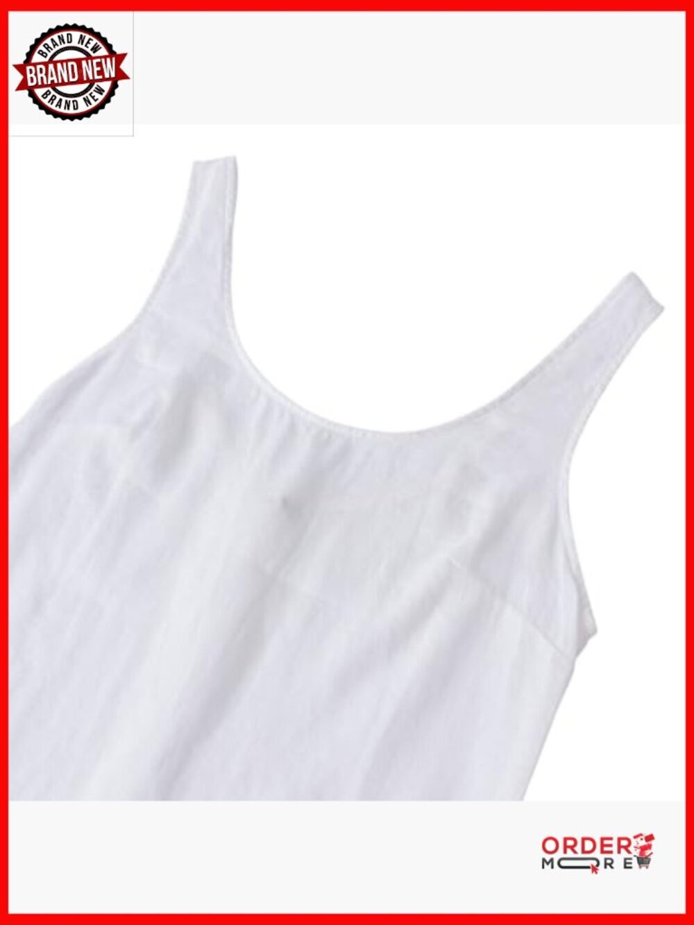Linen Sleeveless Shift Tank Dress Summer Casual Mini Midi - Picture 4 of 6